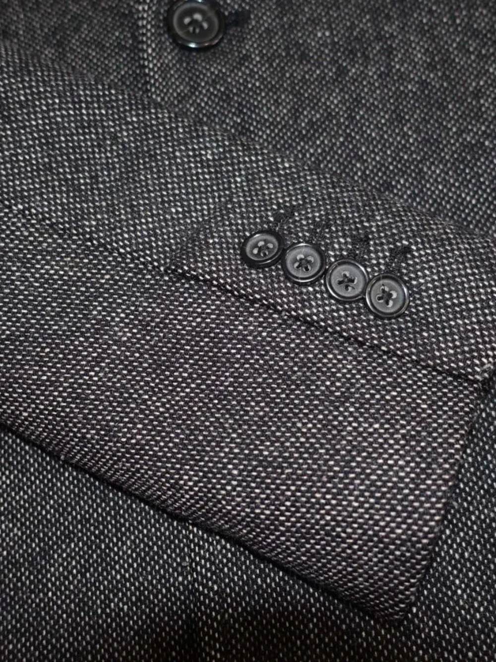Banana Republic Men's Overcoat Small Black White Donegal Wool 3 Button Coat S